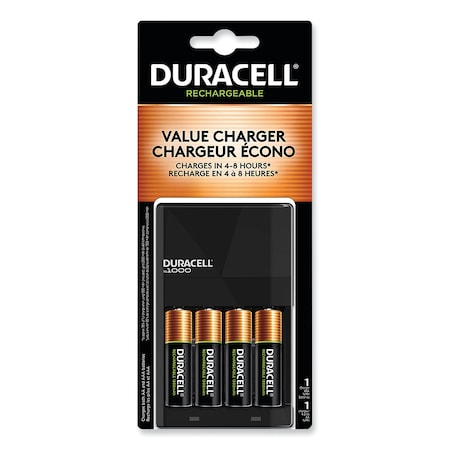 Duracell ION SPEED 1000 Advanced Charger, Includes 4 AA NiMH Batteries CE14